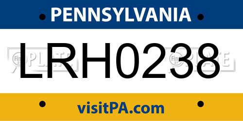LRH0238 Pennsylvania License Plate