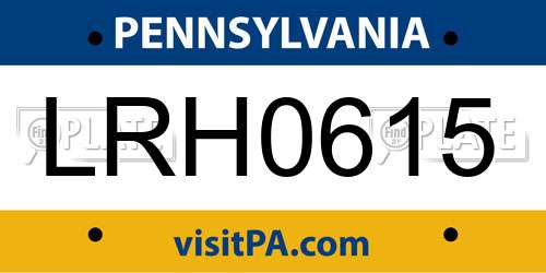 LRH0615 Pennsylvania License Plate