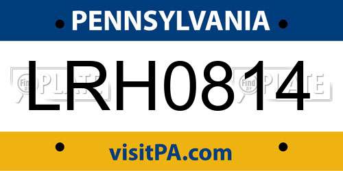 LRH0814 Pennsylvania License Plate