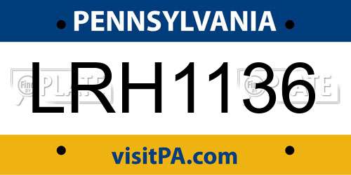 LRH1136 Pennsylvania License Plate