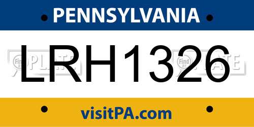 LRH1326 Pennsylvania License Plate