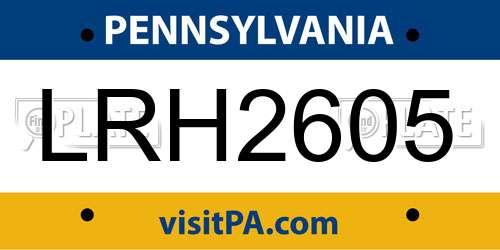 LRH2605 Pennsylvania License Plate