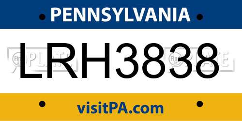 LRH3838 Pennsylvania License Plate