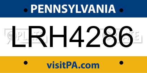 LRH4286 Pennsylvania License Plate
