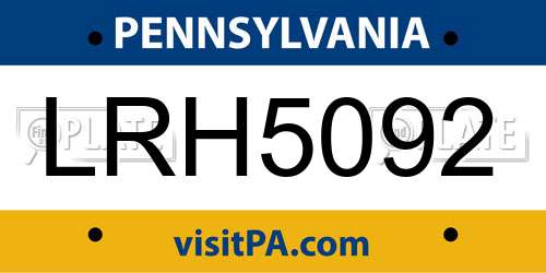 LRH5092 Pennsylvania License Plate
