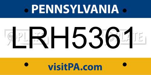 LRH5361 Pennsylvania License Plate