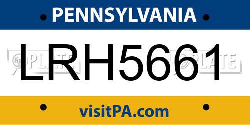 LRH5661 Pennsylvania License Plate