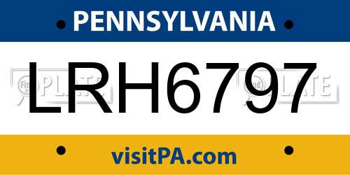 LRH6797 Pennsylvania License Plate
