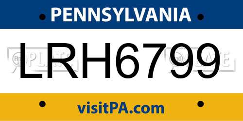 LRH6799 Pennsylvania License Plate