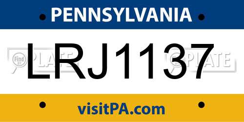 LRJ1137 Pennsylvania License Plate
