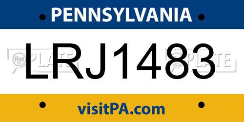 LRJ1483 Pennsylvania License Plate