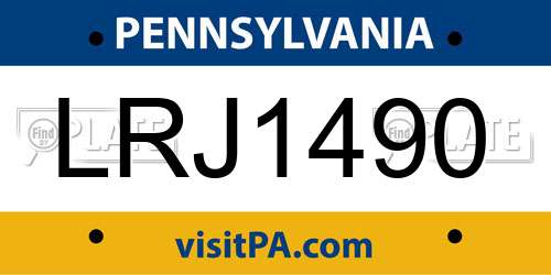 LRJ1490 Pennsylvania License Plate
