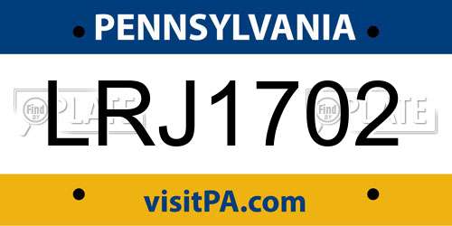 LRJ1702 Pennsylvania License Plate