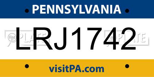 LRJ1742 Pennsylvania License Plate