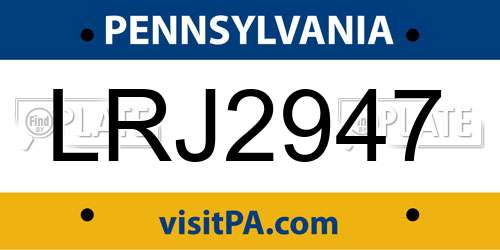 LRJ2947 Pennsylvania License Plate