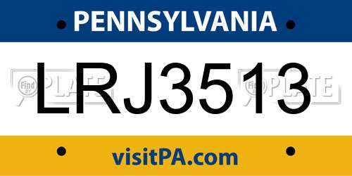 LRJ3513 Pennsylvania License Plate