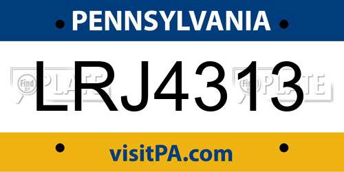 LRJ4313 Pennsylvania License Plate