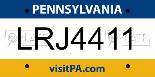 LRJ4411 Pennsylvania License Plate