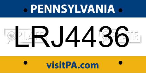 LRJ4436 Pennsylvania License Plate