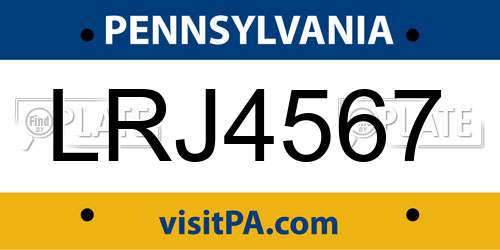 LRJ4567 Pennsylvania License Plate