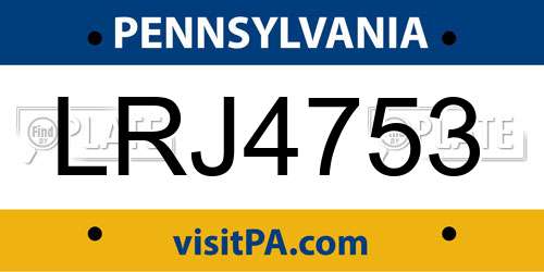 LRJ4753 Pennsylvania License Plate