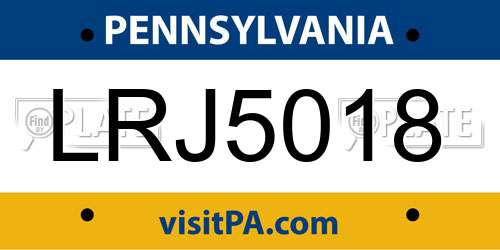 LRJ5018 Pennsylvania License Plate