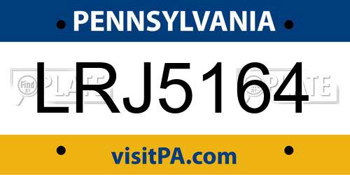 LRJ5164 Pennsylvania License Plate