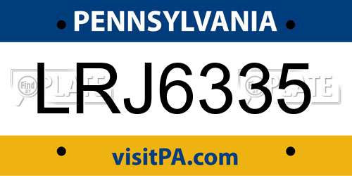 LRJ6335 Pennsylvania License Plate