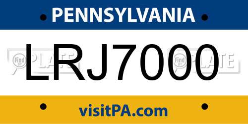 LRJ7000 Pennsylvania License Plate