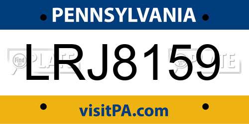LRJ8159 Pennsylvania License Plate