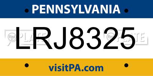 LRJ8325 Pennsylvania License Plate