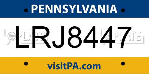 LRJ8447 Pennsylvania License Plate