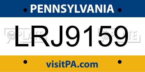 LRJ9159 Pennsylvania License Plate