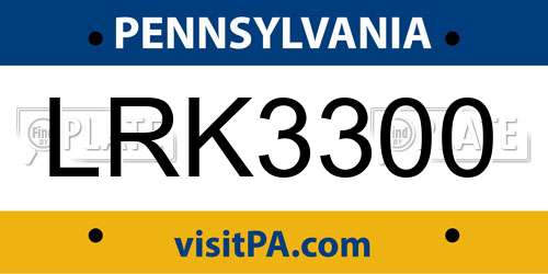 LRK3300 Pennsylvania License Plate