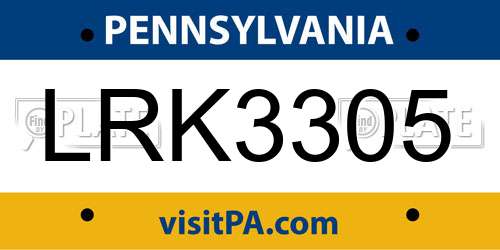 LRK3305 Pennsylvania License Plate