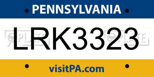 LRK3323 Pennsylvania License Plate