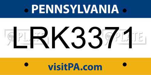 LRK3371 Pennsylvania License Plate