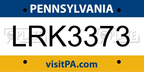 LRK3373 Pennsylvania License Plate