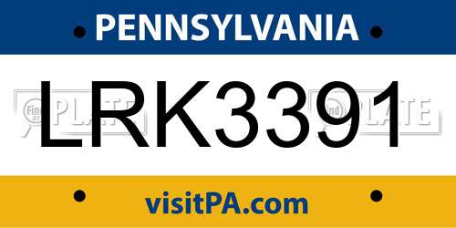 LRK3391 Pennsylvania License Plate