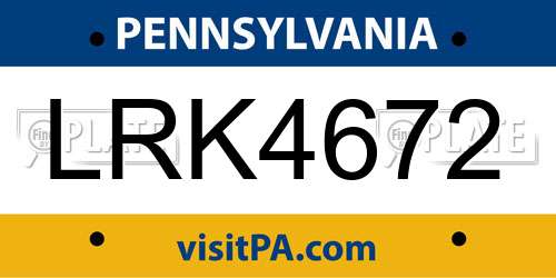 LRK4672 Pennsylvania License Plate