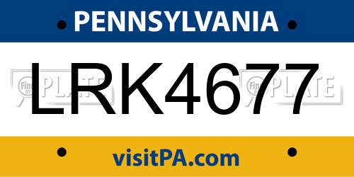LRK4677 Pennsylvania License Plate