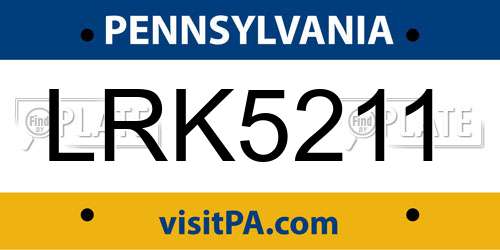 LRK5211 Pennsylvania License Plate
