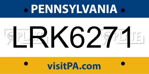 LRK6271 Pennsylvania License Plate
