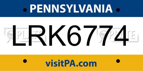 LRK6774 Pennsylvania License Plate