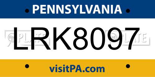 LRK8097 Pennsylvania License Plate