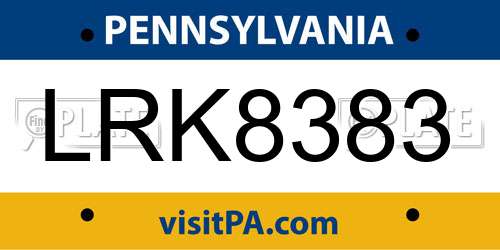 LRK8383 Pennsylvania License Plate