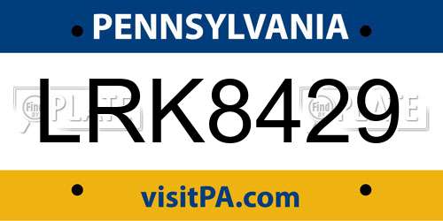 LRK8429 Pennsylvania License Plate