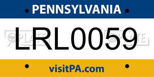 LRL0059 Pennsylvania License Plate