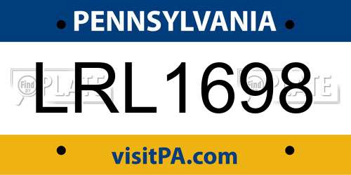 LRL1698 Pennsylvania License Plate