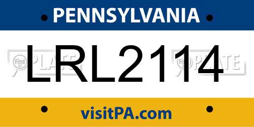 LRL2114 Pennsylvania License Plate